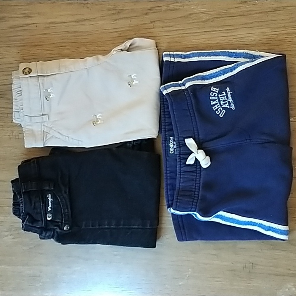 Lot of 3 Size 18 Month Wrangler Jeans Oshkosh Sweats Crown & Ivy Baby Khakis EUC